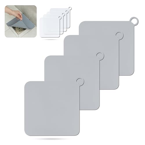 Jdacla® Pack 4 Tapa Desagüe Ducha de Silicona/Tapa Desagüe Terraza/Tapa Desagüe Antiolores para Evitar Cucarachas en Desagües de Terraza, Cocina y Ducha (15x15cm) (Gris)