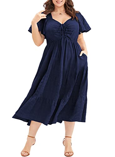 Eytino Womens Plus Size Summer Dress Sweetheart Neck Short