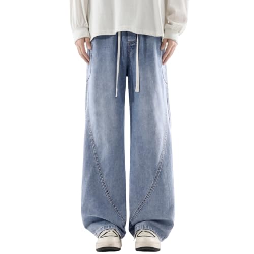 Jean homme large denim classique cinq poches pantalon extensible
