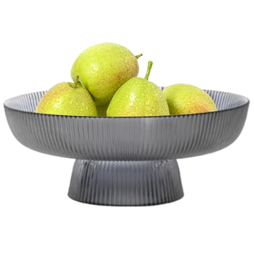 Tazón de bagatele con pedestal 7.9x3.3 pulgadas Tazón de pedestal de vidrio vertical con rayas verticales con gran abertura de vidrio de tazón de frutas elegantes para bocadillos de frutas o decoraci
