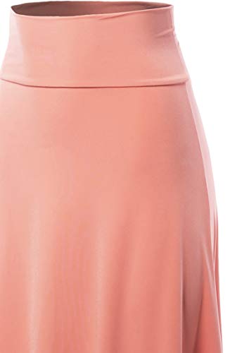 Women's Solid A-Line Fold Over Waist Band Flared Midi Skirt4
