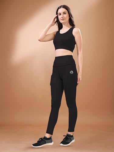 Image of High-Waist Leggings with Phone Side Pocket, Gym wear Track Suit, Women's 2-Piece Workout Set, Sports Bra, Co-ord, Sports Running Suits, Yoga Wear