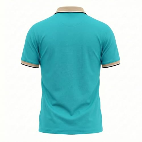 Image of Regular Fit Solid Half Sleeve Casual Tipping Collar Polo T-Shirt for Men
