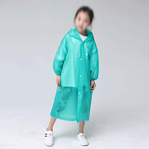YMGSCC Fashion EVA Children Green Raincoat Thickened Waterproof Rain Coat Kids Clear Transparent Tour Waterproof Rainwear Suit