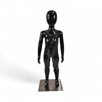 Glossy Black Realistic Child Mannequin – 87cm Adjustable Full Body Display with Rotatable Head and Metal Base for Retail, Boutique, Photoshoots