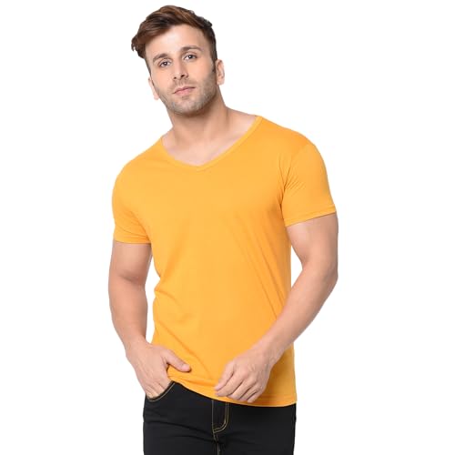 Image of JANGOBOY Men's V Neck Half Sleeve Cotton Blend T-Shirt (Pack of 1)