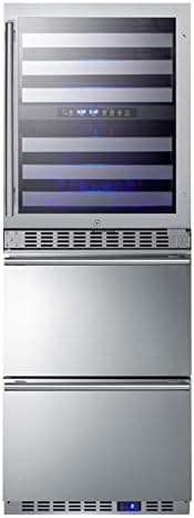 Summit Appliance SWCDAF24PNR 24″ Wide Combination Dual-Zone Wine Cellar and 2-Drawer All-Freezer (Panels Not Included), 3.4 cu.ft Refrigerator Capacity, Up to 46 Bottles Wine Cellar, Digital Controls