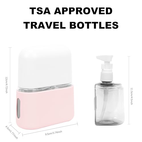 Skycase Travel Bottles - Leak Proof Refillable Tsa Approved Travel Size Toiletries, 2 in 1 Liquid Bottles Containers with Labels and Funnel Airplane Accessories Kits for Lotion Liquid (Pink)4