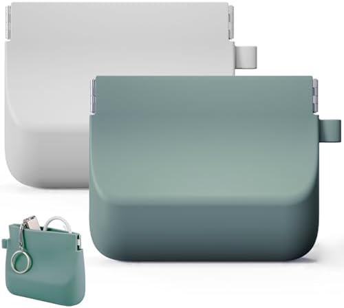 Freewindo Silicone Headphone Organizer Wired Earbud Case Pouch, Portable Data Cable Organizer Case, Silicone Coin Purse Pouch Change Holder for Women and Men (Small, Green+Gray)