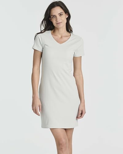 Image of Real Essentials 3 Pack: Women's Ribbed Knit Short-Sleeve V-Neck Swing T-Shirt Casual Dress (Available in Plus)