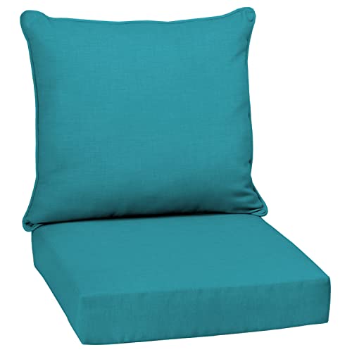 Image of Arden Deep Seat Outdoor Chair Cushion Set, 24 in x 24 in, Weather-Proof, Rain-Proof, Fade Resistant Patio Cushion Set for Chair, Sofa, and Couch Lake Blue Leala