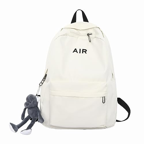 Generisch Mochila para estudiantes, mochila de estudiante, mochila sencilla con gran capacidad y bonito colgante para perros, mochilas de 15 kg, Blanco, Talla única