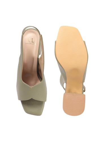 Image of Carlton London Women Stylish Backstap Sandal with Block Heels, Square Toe for Casual Wear