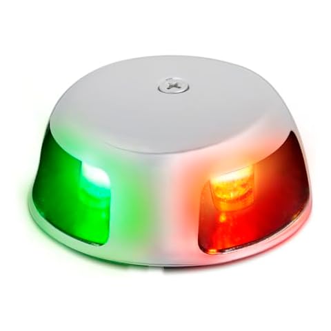 Young Marine Deck Mount, Stainless Steel, Bi-Color Bow Light Red and Green LED for Boat Pontoon Yacht Skeeter Cover