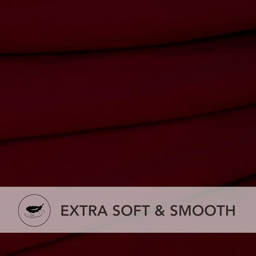 Image of PureFit Super Stretch Form Fit Square Ottoman Cover Rectangle - Ottoman Slipcovers for Foot Stool & Folding Storage Furniture for Living Room with Nonslip Elastic Bottom (Medium-XL, Wine)