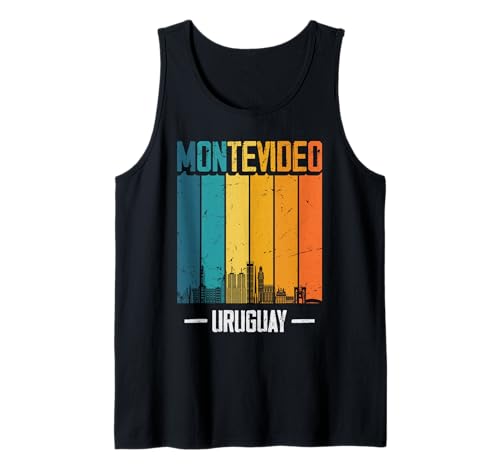 Montevideo Uruguay Retro Vintage Sunset Skyline Camiseta sin Mangas