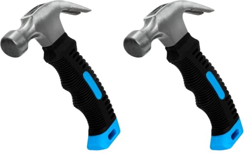 Image of Claw Hammer Small Hammer 8oz Camping Hammer Comfortable Hammers Tools Stubby Hammer with Anti-Slip Handle for Women DIY Craft Industry Indoor Outdoor Using (Pack of 2)