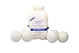 COOL WOOL XL Premium 100% Natural Wool Laundry Dryer Balls - No Lint - Pack of 6 - Reusable Natural Fabric Softener