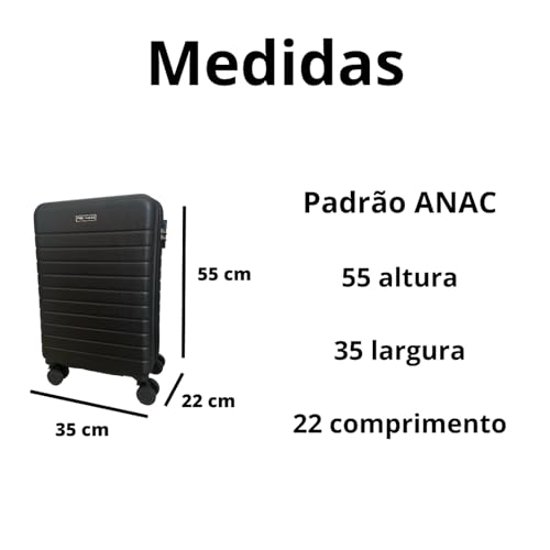 MALA DE BORDO VIAGEM 10 KG PADRAO ANAC 4 RODAS 360 GRAUS