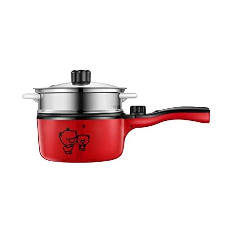 Pot Multi-Function Household Student Dormitory Small Hot Pot Cooking Noodle Pot Small Power Small Portable Electric Pot Non Stick Electric Cooker Electric Skillet 1-2 People (with Steamer, 1.2L) Cover