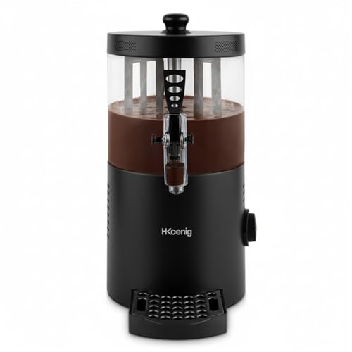 H.Koenig - Dispensador de chocolate caliente de acero inoxidable SHK802, 1200 W, depósito extraíble de 3 L, termotast ajustable, mantenimiento caliente, sistema antigoteo, compatible con lavavajillas