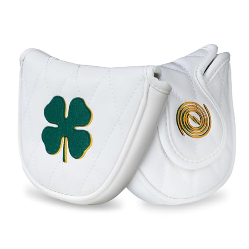 Golf Putter Headcover, Four-Leaf Clover Putter Cover Blade Putter Cover Mallet, White (for Mallet)