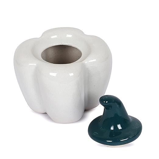 Image of QIMACPLUS Ceramic Capsicum Decorative Pickle Jar Food Storage Jar Multipurpose aachar, masala Jar For kitchen and Dining table 500 ML set of 1 (White)
