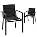 JUMMICO Set di sedie da giardino 2, sedia da pranzo impilabile in alluminio, carico massimo 160 kg, sedia da balcone, per giardino, piscina, terrazza, sala da pranzo, mobili da giardino, Grigio Scuro immagine
