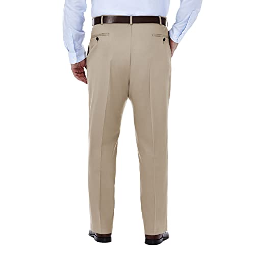 Haggar Men's Premium No Iron Khaki Classic Fit Expandable Waist Flat Front Pant Reg. and Big & Tall Sizes Underpants - Image 4