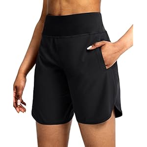 Soothfeel Women’s Running Shorts with Zipper Pockets 7 Inch Long High Waisted Athletic Workout Gym Summer Shorts for Women