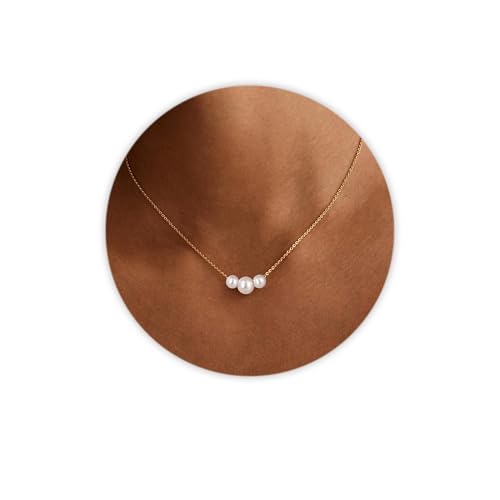 Image of SmileBelle Pearl Necklaces for Women, 18K Gold Choker