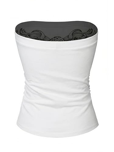 Image of MixMatchy Women's Stretchy Strapless Tube Top Y2K Bandeau Top