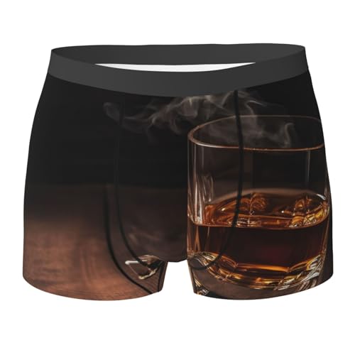 Cigar & Whiskey Mens Underwear Boxer Briefs With Contour Pouch Soft Stretch Boxer Briefs Breathable Boxers