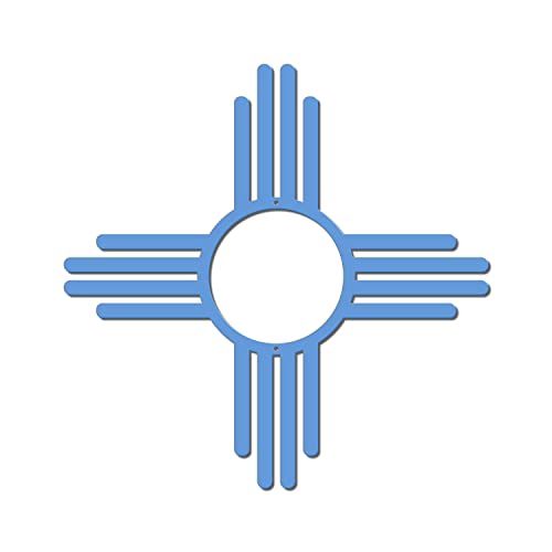 Zia Sun Metal Powder Coated Sign (12" x 12", Light Blue)