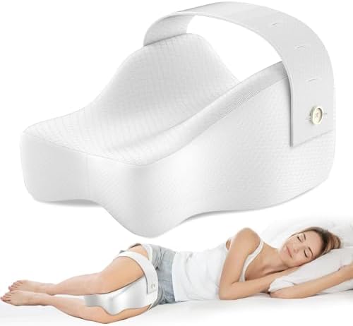 Knee Pillow for Side Sleepers, Memory Foam Leg Pillow for Side Sleeping, Adjustable Strap Knee Pillows, Pillow for Between Knees While Sleeping, Relief for Sciatica, Back, HIPS, Knees, Joints Pain