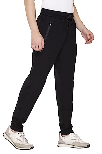 Image of Plus Size Cotton Loop Knit Lowers for Men, Zip Pocket, Night Pant, Joggers, Sports Trousers, Gym n Lounge Wear Track Pant for Boys Black 3XL