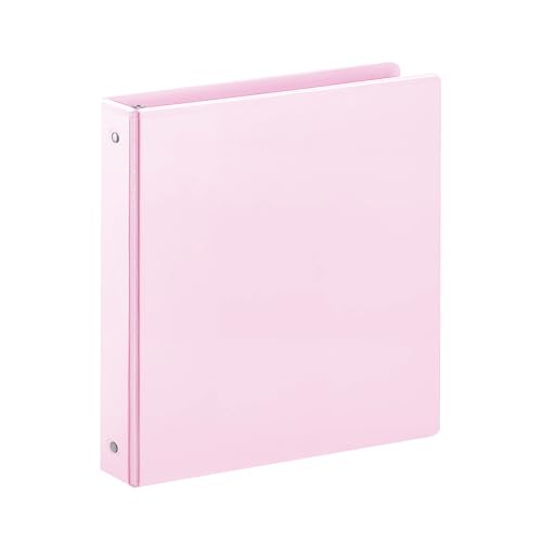 SUIN 1 Inch 3 Ring Binder Clear 1 View Presentation Binders with 2 Pockets Fits 8.5 x 11 Letter Size Durable Polypropylene Non-Stick & PVC-Free for School Office & Home (Pastel Pink)