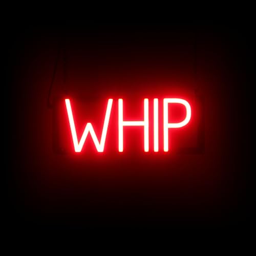 Image of SpellBrite LED Neon WHIP Sign for Business - Red, 16 inch x 6 inch | Ultra-Bright Click-Together Signage for Smoke Shops, with Visibility from 500 Feet - 8 Animations, 6 Brightness Settings