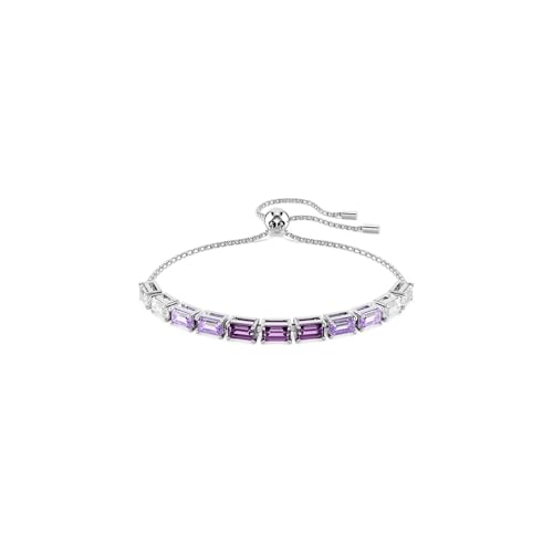 Swarovski Matrix bracelet, Baguette cut, Purple, Rhodium finish