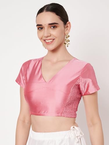 Image of studio rasa Women's Silk Blend Stretchable Blouse for Festive Wedding Party