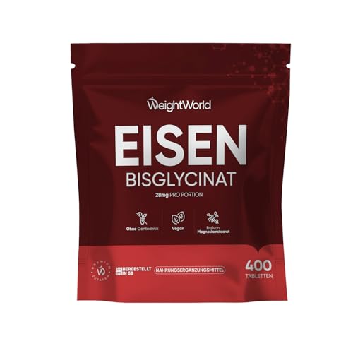 Tablete željeza - 400 veganskih tableta - Željezo doprinosi normalnom metabolizmu energije (EFSA) - 2 tablete po porciji - 28 mg željeza dnevno - opskrba za 6+ mjeseci - željezo bisglicinat - WeightWorld