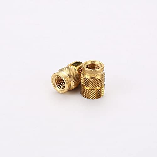 Brass Hot Melt Inset Nuts Heating Molding Copper Thread Inserts Nut SL-Type Double Twill Knurled Injection Brass Nut M2M3 100Pcs(M3 X D5.0 X L4.5)