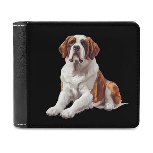 Saint Bernard Dog Slim Wallet for Men Women PU Bifold Wallets Small Card Holder Travel Coin Purse