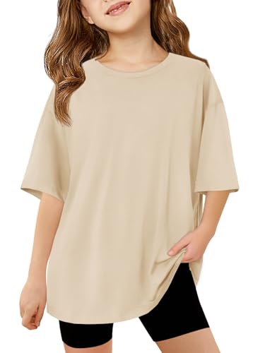 Image of Haloumoning Girls Short Sleeve T-Shirts | Kids, Summer,Girls shirts,Oversized t shirts,Girls T-Shirts,Oversized Tops, Casual Crewneck, Basic Tees 5-14Y