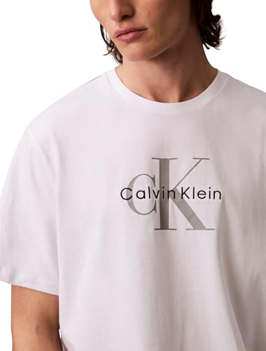 Calvin Klein Herren T-Shirt Kurzarm Monologo Tee aus Baumwolle, Weiß (Brilliant White), XXS – Ansicht 3