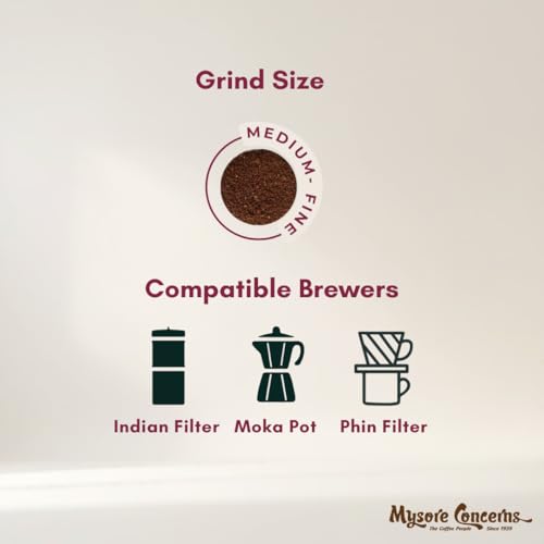 MYSORE CONCERNS | Brindavan Bold | South Indian Filter Coffee | 20% Premium Chicory | Freshly Roasted | Ground Coffee Bag(454G)- Pack Of 1