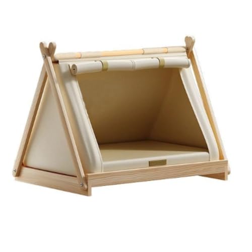 AOPIPI 木製ペットハウス、全天候型設計、一年中使用可能、防雨・防錆、通気性メッシュシート、工具不要の3分組み立て、湿度コントロールパッドと観察窓付き、小型から大型の犬や猫、バルコニー、屋内または庭での使用に適しています。 (犬用テントベッド + 四季