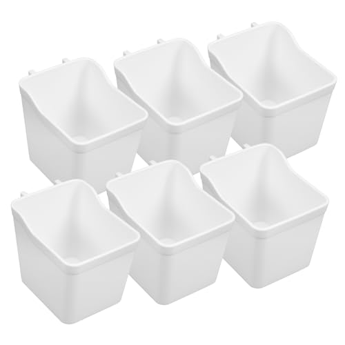 WOONEKY 6 piezas Organizador de Pared para Tablero Perforado con Ganchos Cubetas de Almacenamiento Blancas Resistente y Versátil para Garaje Taller Cocina y Oficina WOONEKY 6 piezas Organizador de Pared para Tablero Perforado con Ganchos Cubetas de Almacenamiento Blancas Resistente y Versátil para Garaje Taller Cocina y Oficina
