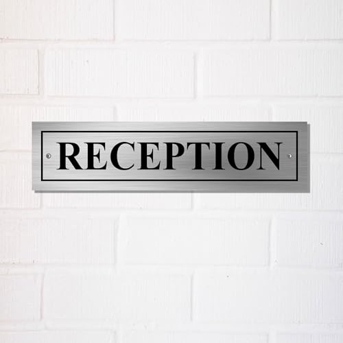 Image of Reception Sign Board For Office, Mall, Hospital, School, Restaurant, Hotel, College, and Business Use (Stainless Steel - 12x3 inch)