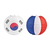 Gadpiparty 提灯 紙 ちょうちん ペーパーランタン 折りたたみ式 韓国太極旗 丸型 バーベキュー レストラン 夏祭り イベント 初盆 新盆 飾り付け 装飾 ランタン (直径8インチ20CM + 直径8インチ20CM)